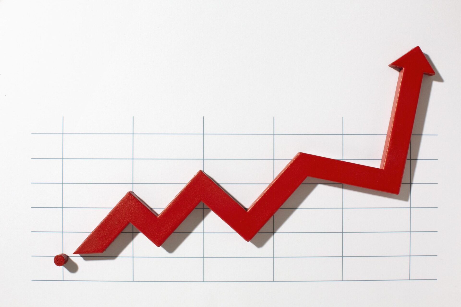 Gráfico mostrando crescimento de empresas negativadas no Brasil, que já ultrapassam 8 milhões, segundo dados da Serasa.